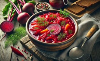 Горячий борщ из маринованной свеклы