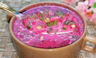 Холодный борщ из маринованной свеклы