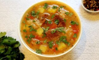 Суп харчо с картошкой и рисом