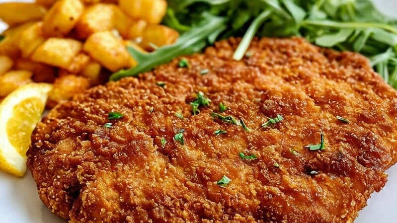 Хрустящий куриный шницель в духовке с золотистой панировкой из пармезана