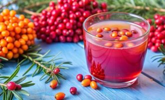 Морс из клюквы и облепихи