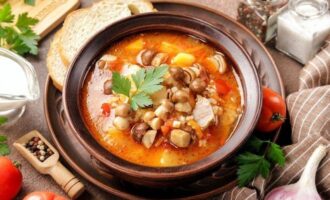 Рассольник с солеными грибами