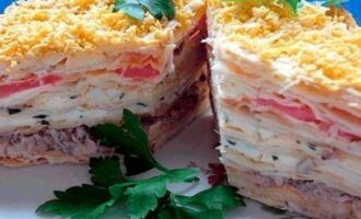рыбный торт Наполеон