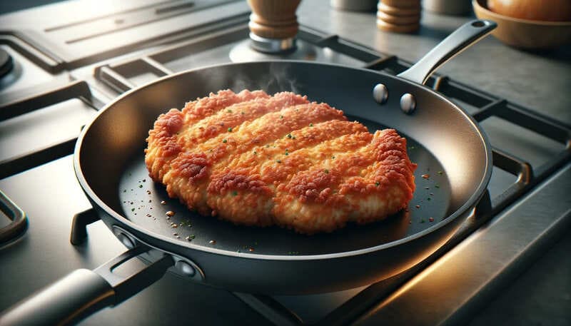 Лёгкий шницель из индейки на сковороде с хрустящей кунжутной корочкой, йогуртом и огурцами