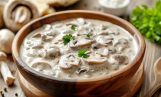 Соус из сушеных грибов со сметаной